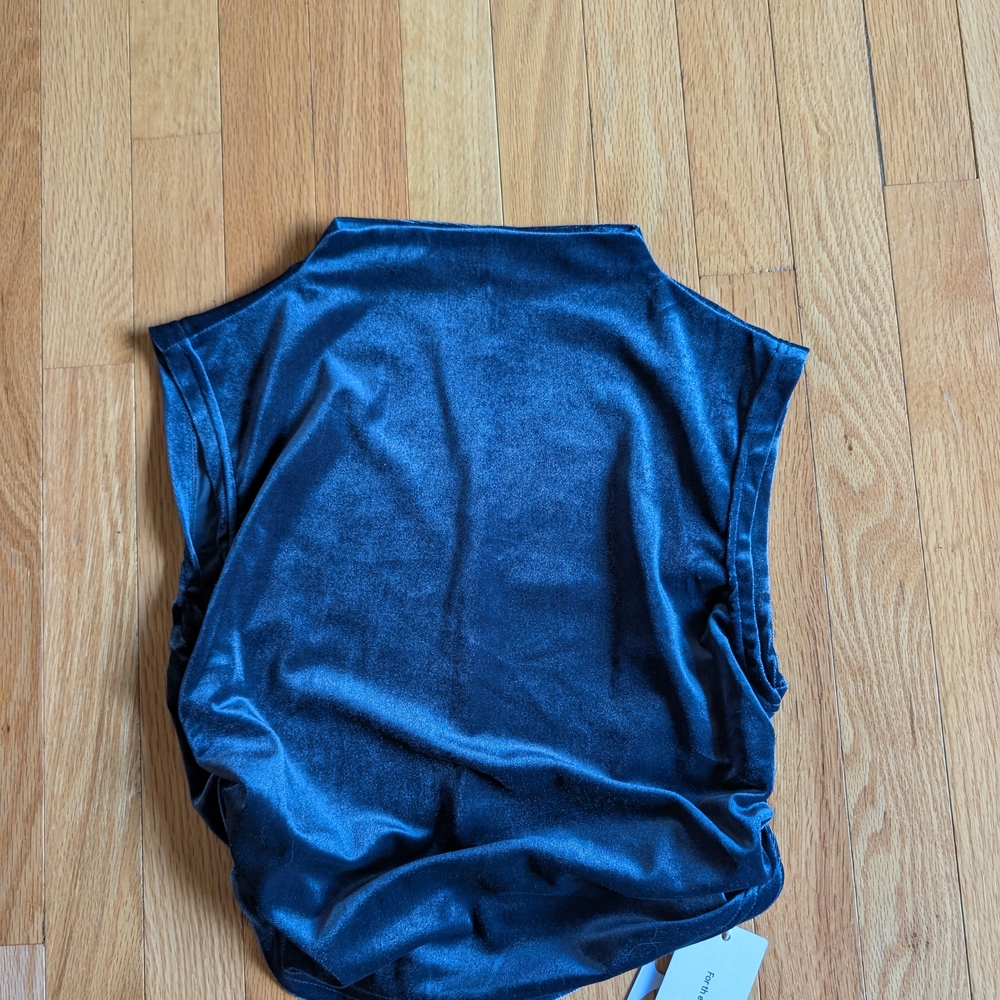 Commense Blue Sleeveless Bodysuit Top